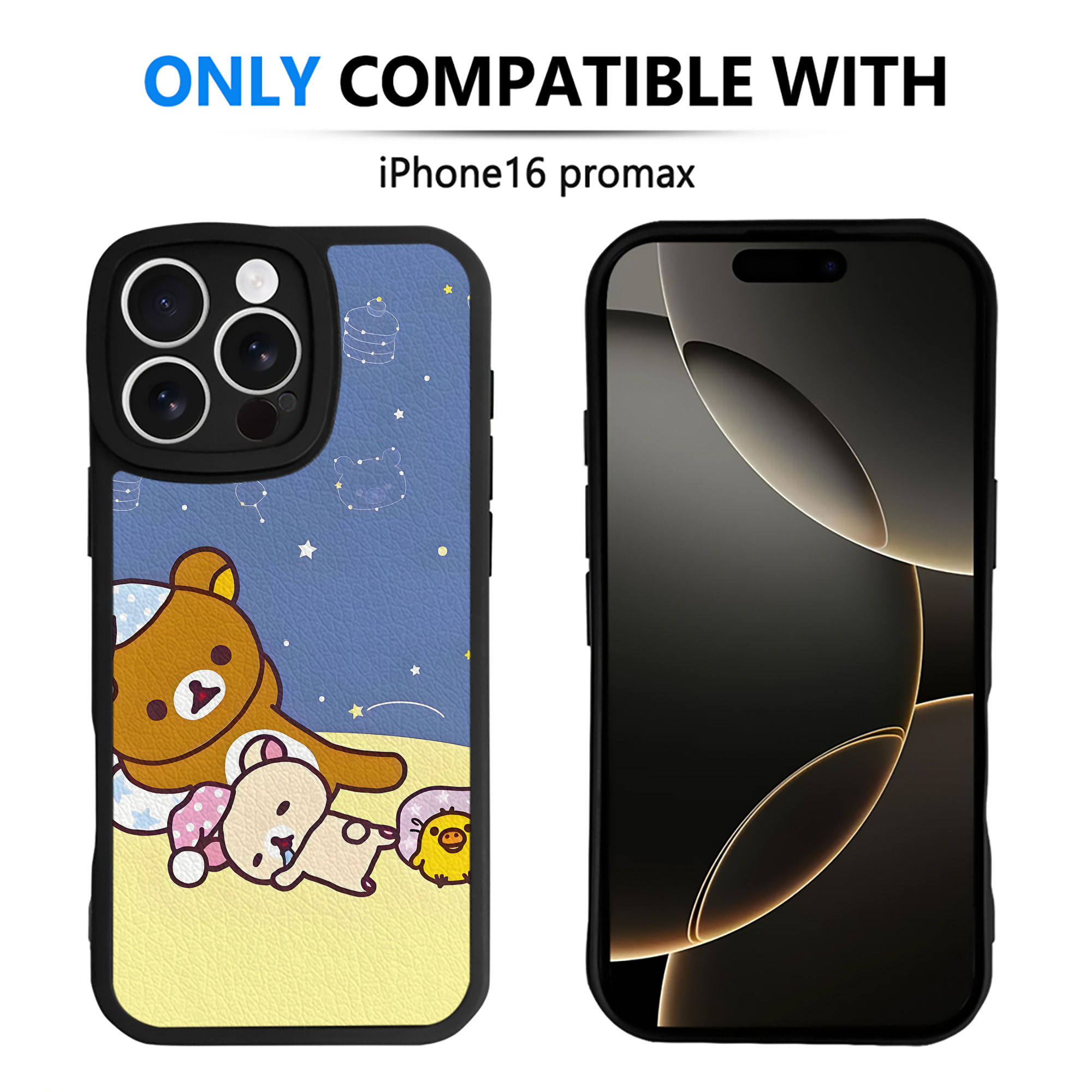 （画像用） リラックマ リラックマ キイロイトリ Rilakkuma Korilakkuma Kiiroitori 【iPhone 16シリーズ対応】シリコンスマホケース（レザー調） 材質：シリコン